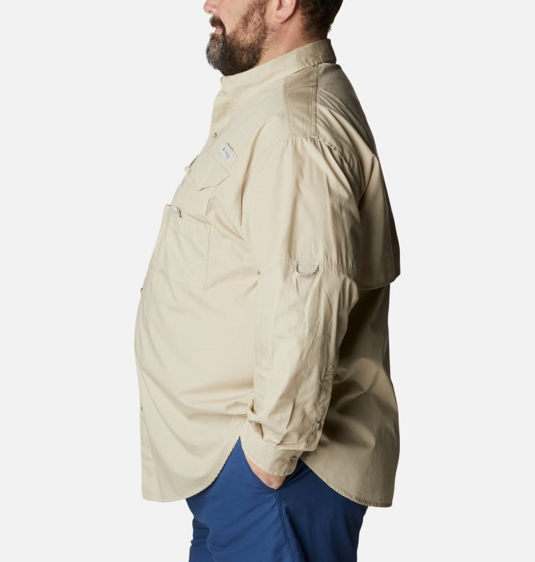 Men's Columbia PFG Bonehead Long Sleeve Shirts Khaki | Plus Size CA-E0C1L